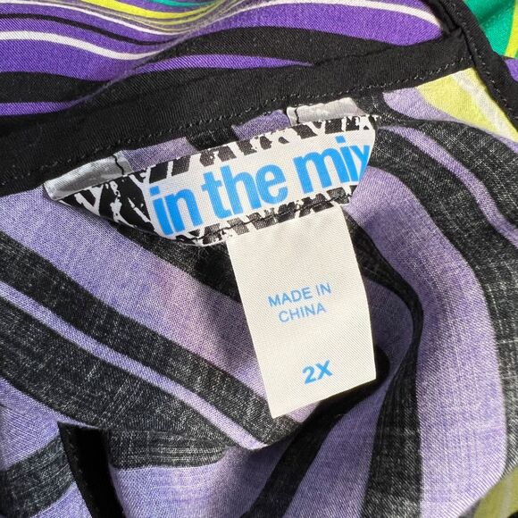 In the MIx Womens Maxi Sundress Lightweight Striped Blouson Multicolor 2X - Picture 8 of 10